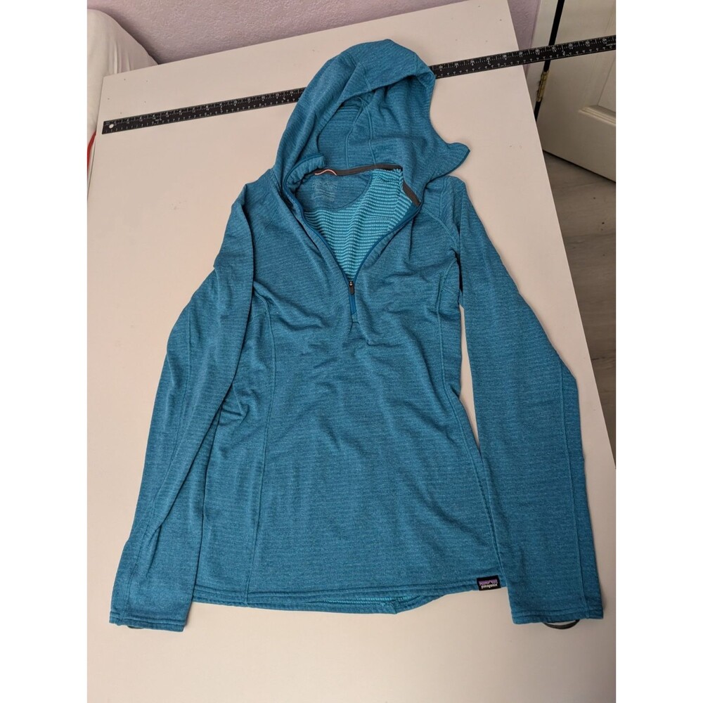 Patagonia Capilene Thermal Base Layer 1/4 zip Pullover Blue Medium Woman